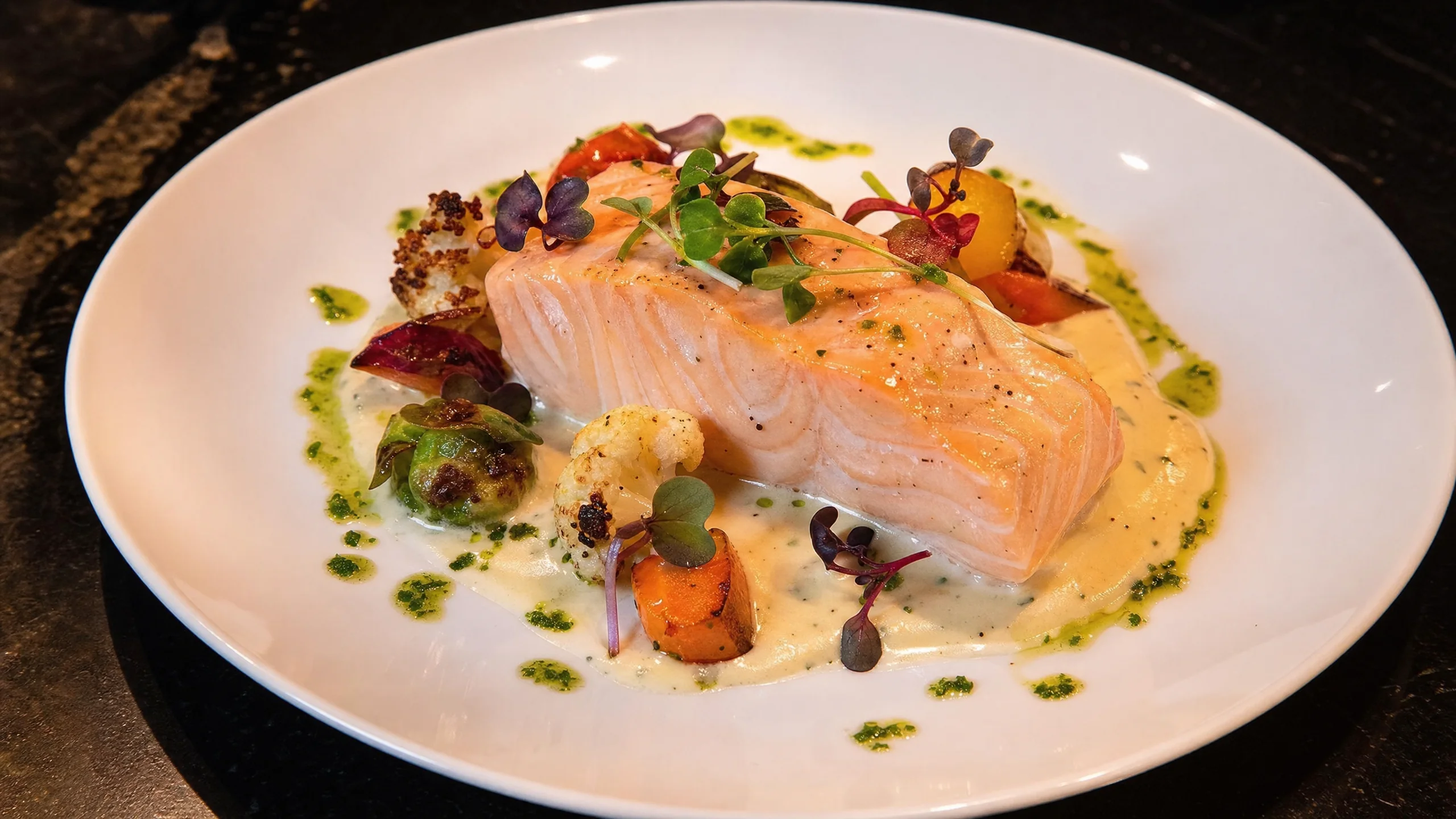 Sous vide salmon with beurre blanc